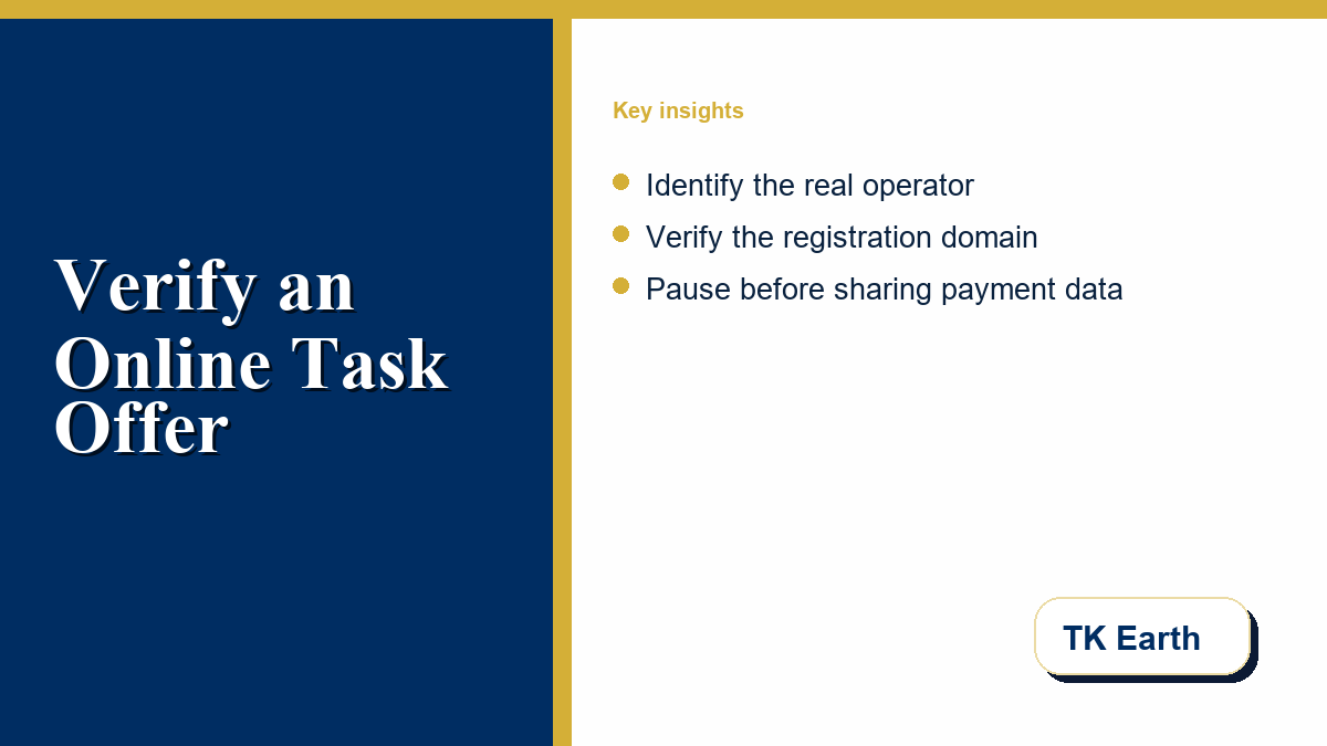 Digital nomad checklist for verifying an online task offer before registration
